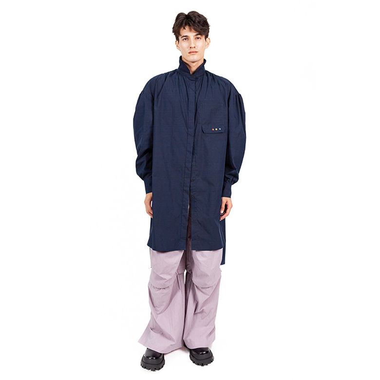 [MXM1UWSHL001BL]Oversized-Smock Woven Shirt Long-Sleeve