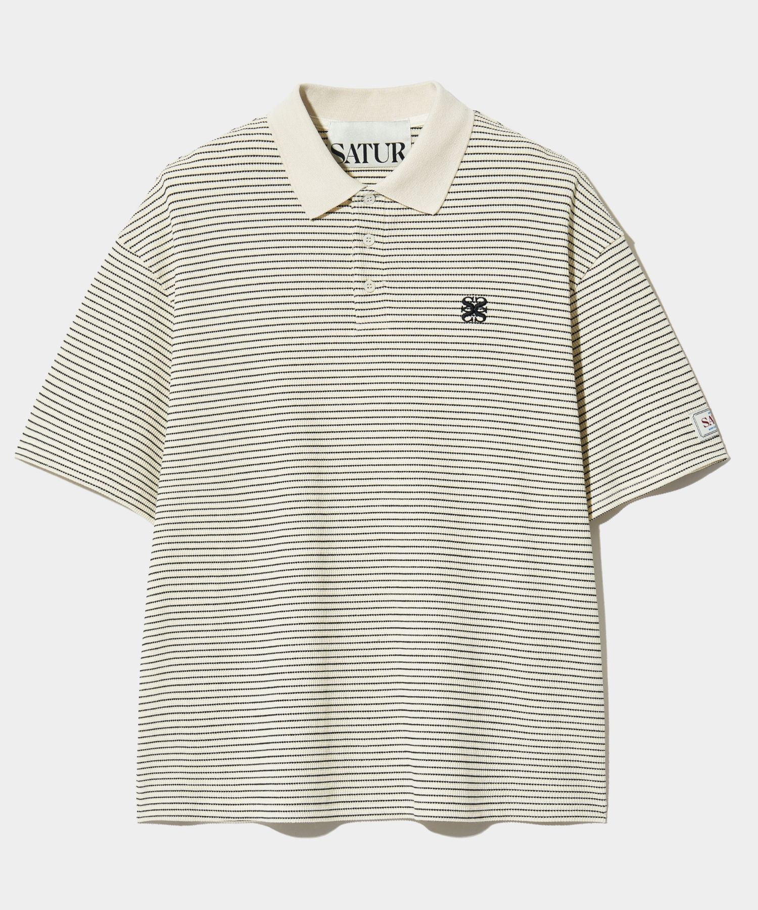 MUSINSA公式 | SATUR Stripe collar short-sleeved T-shirt