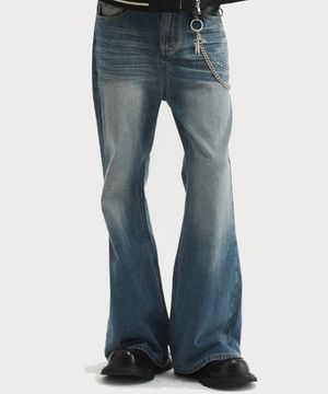 시그니처 플레어 데님 팬츠 블루