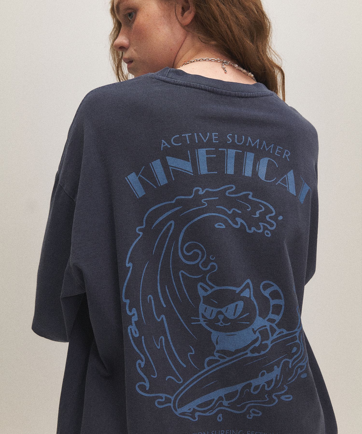 【CPGN STUDIO】24SS★ Surfing Cat Pigment Short Sleeve Tee CPGN STUDIO Surfing Cat Pigment Short Sleeve T-Shirt Dark