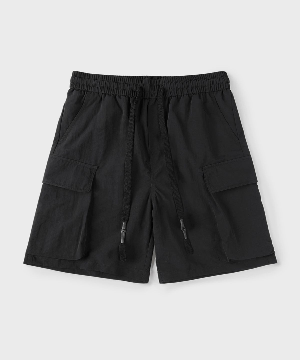 빠니깔레(PANICALE) 블랙 나일론 밴딩 카고 쇼츠