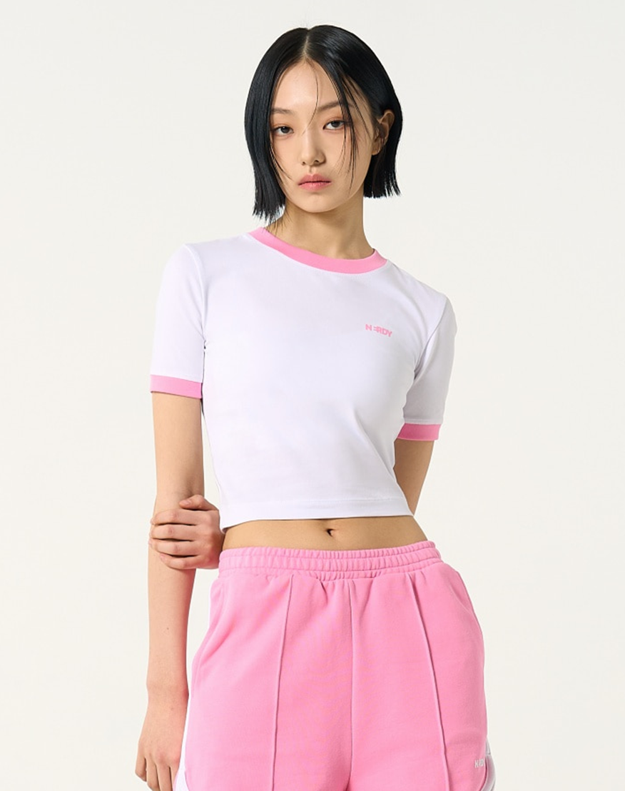Lindsay logo tops pink ピンク ANDMARY】Lindsay logo tops