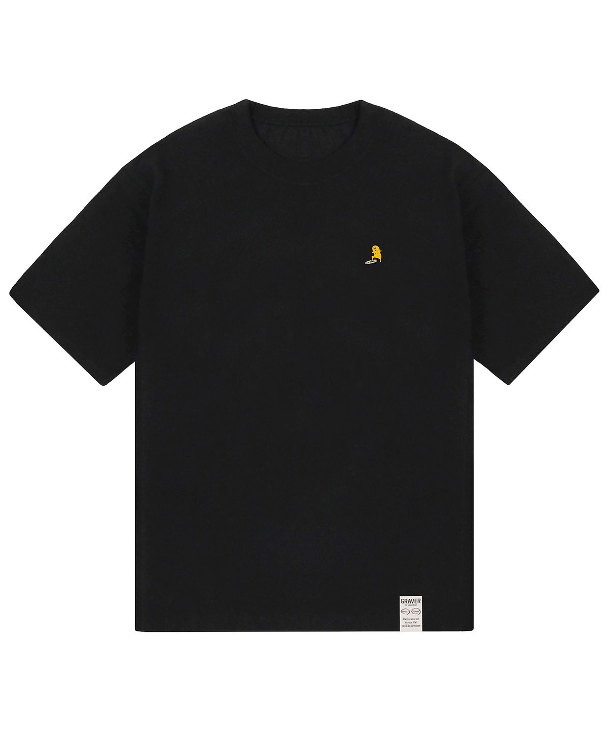 그레이버(GRAVER) [UNISEX-24]스몰 스트릿보드 도트 스마일 반팔티_블랙