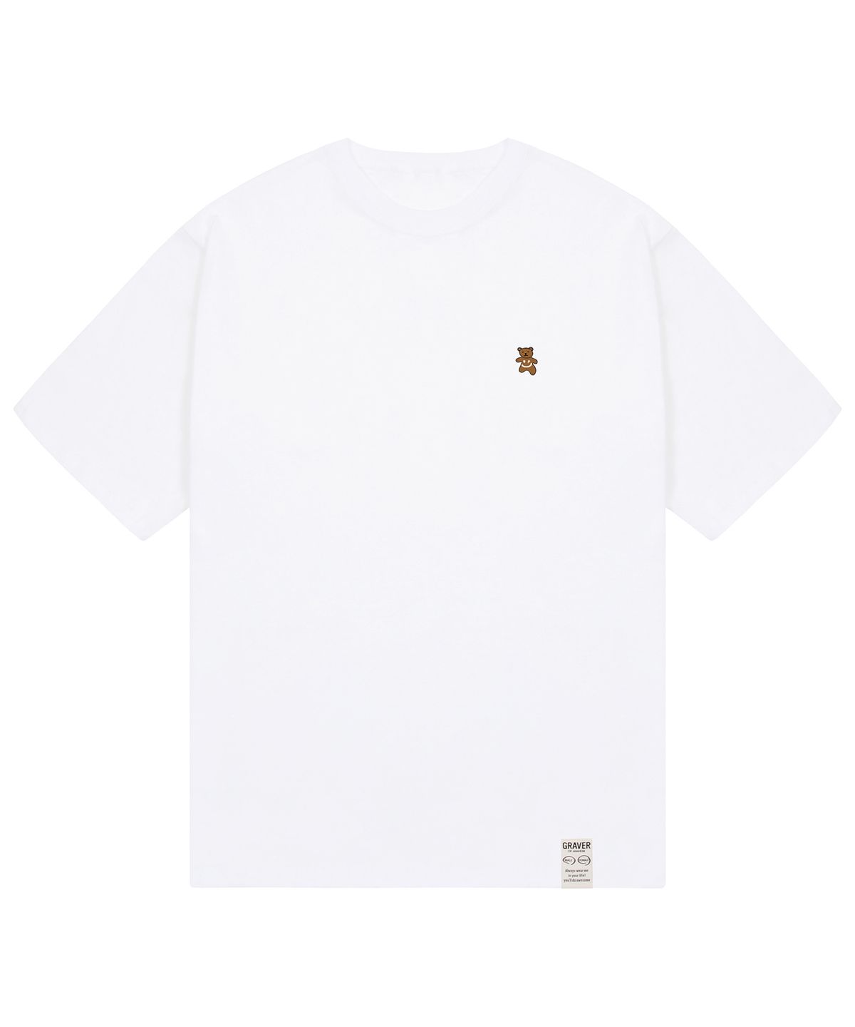 그레이버(GRAVER) [UNISEX-24]스몰 베어 스마일 반팔티_화이트