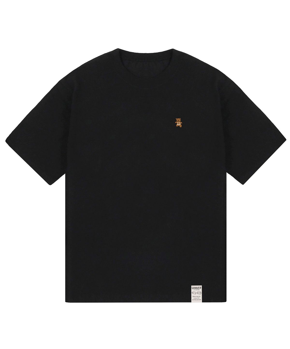 그레이버(GRAVER) [UNISEX-24]스몰 베어 스마일 반팔티_블랙