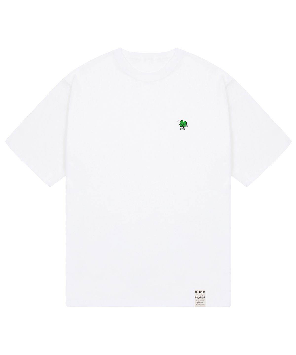 그레이버(GRAVER) [UNISEX-24]스몰 클로버맨 스마일 반팔티_화이트