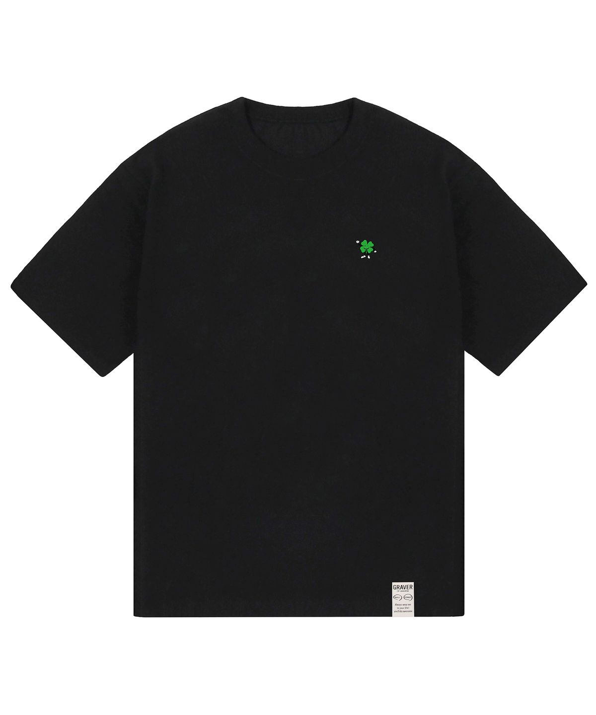 그레이버(GRAVER) [UNISEX-24]스몰 클로버맨 스마일 반팔티_블랙