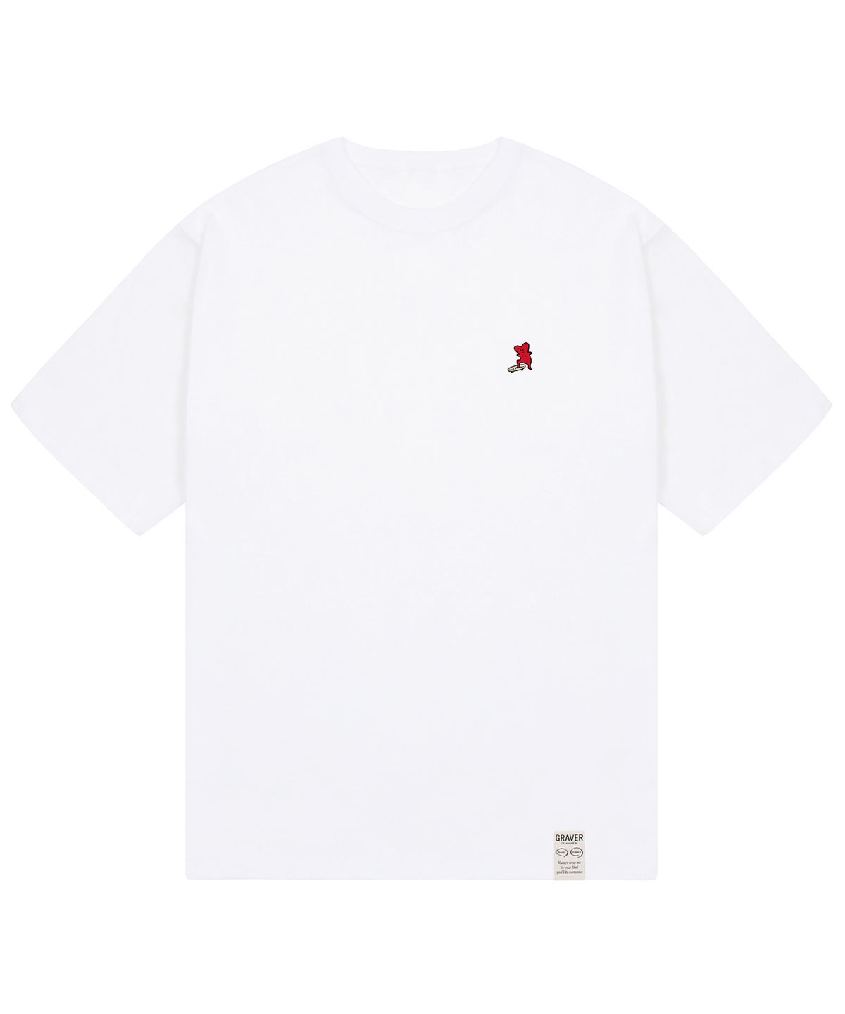 그레이버(GRAVER) [UNISEX-24]스몰 하트 스트릿보드 스마일 반팔티_화이트