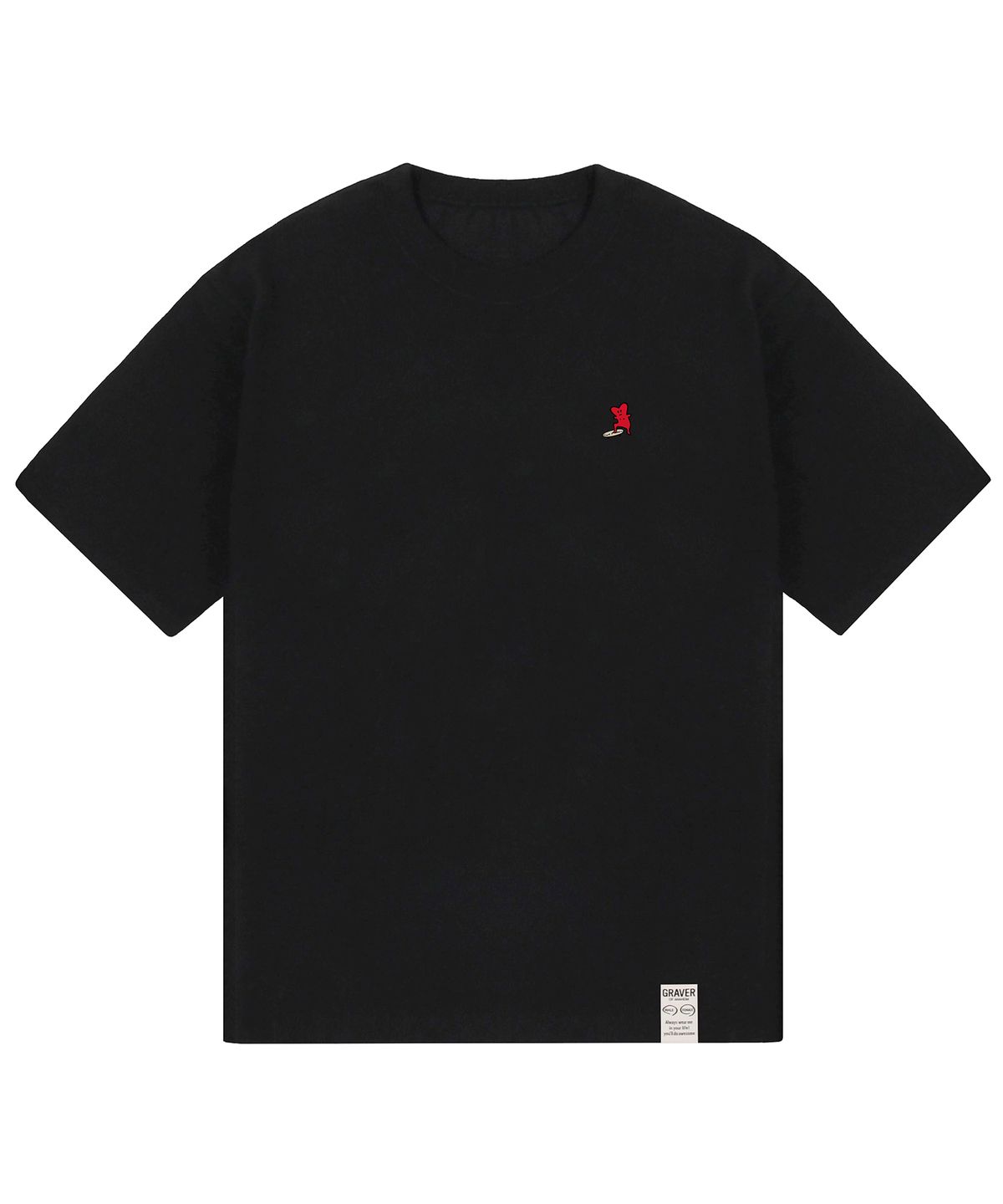 그레이버(GRAVER) [UNISEX-24]스몰 하트 스트릿보드 스마일 반팔티_블랙