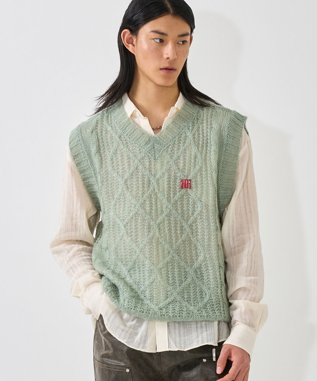 라드픽션(RAD FICTION) DOHERTY FISHERMAN CABLE KNIT VEST / FOREST GREEN