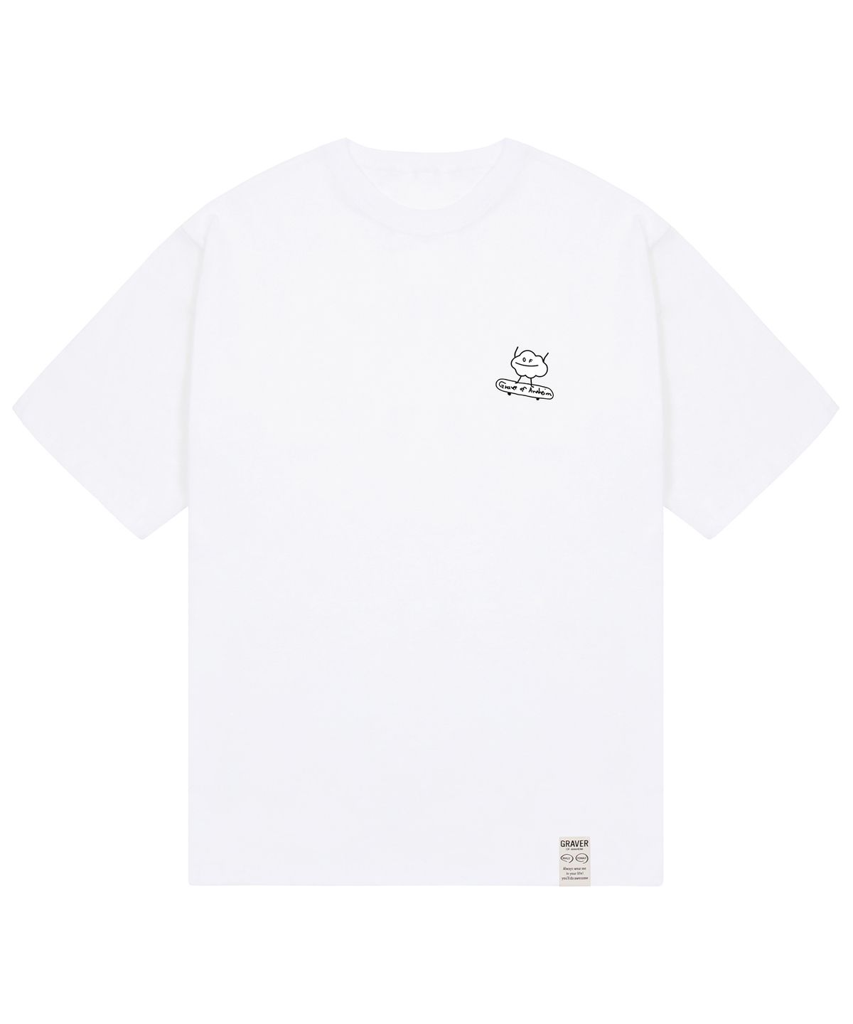 그레이버(GRAVER) [UNISEX]구름보드 스마일 반팔티_화이트