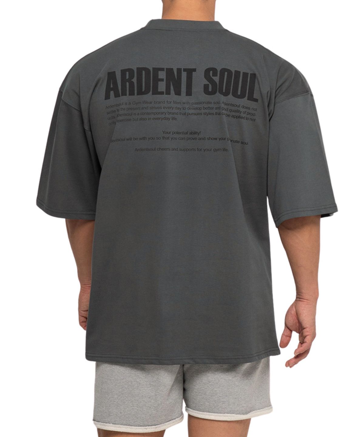 아던트소울(ARDENTSOUL) 시그니처 백로고 오버핏 반팔(차콜)