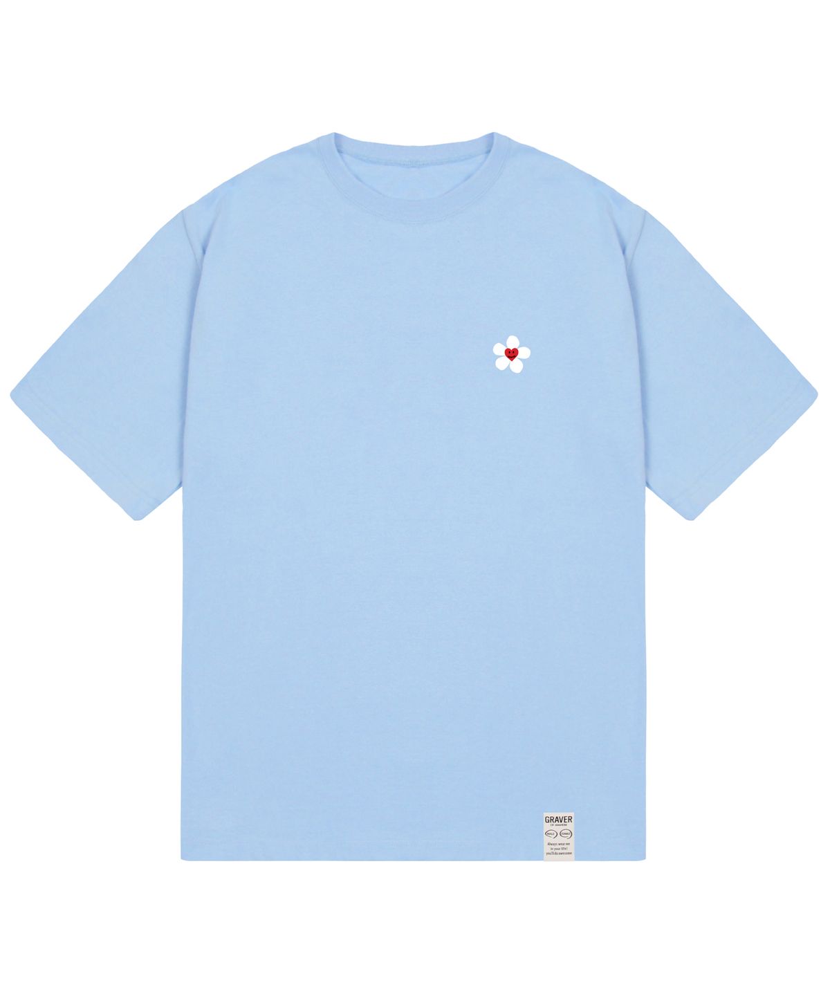 그레이버(GRAVER) [UNISEX]스몰 플라워 하트 반팔티_스카이블루