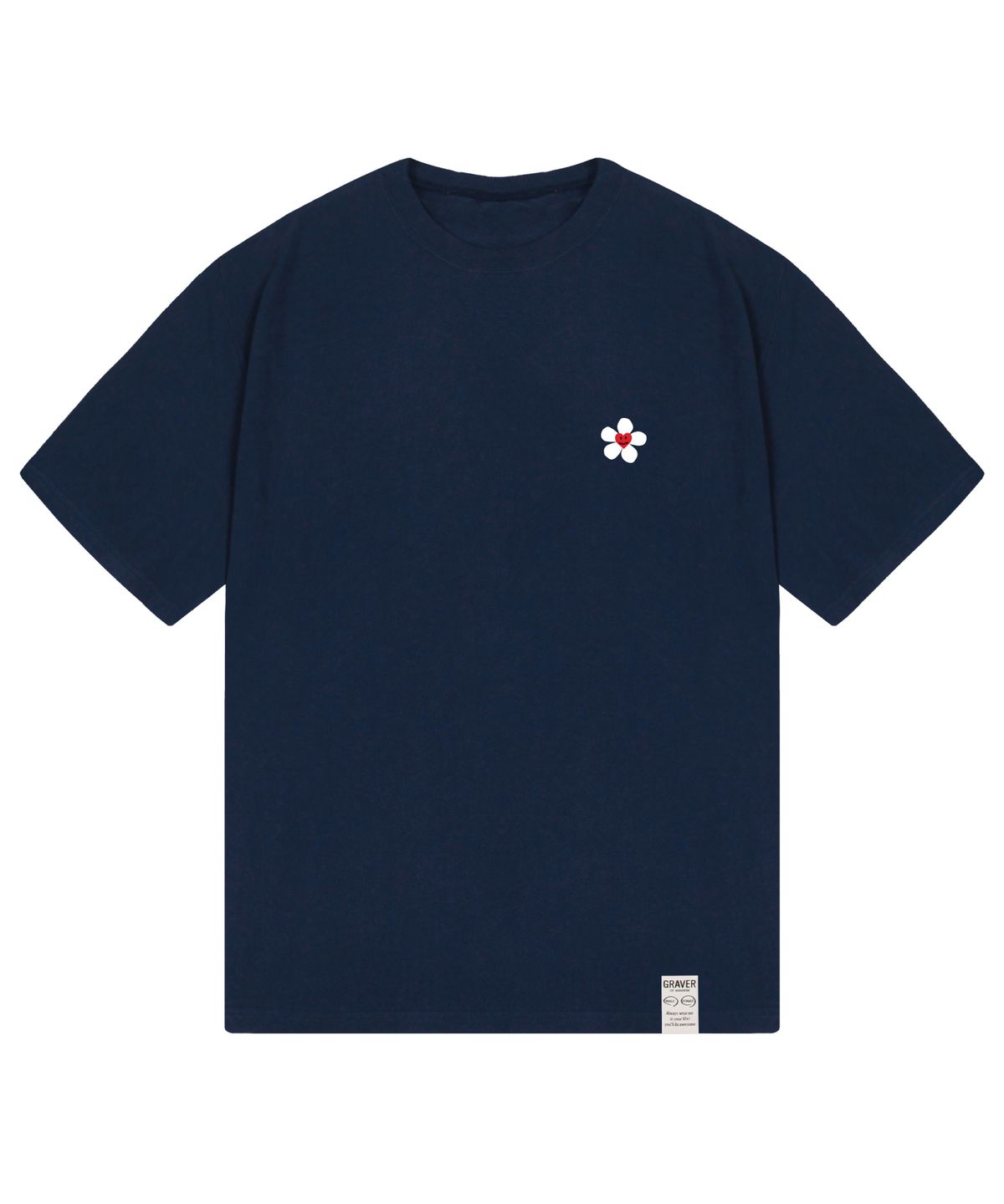 그레이버(GRAVER) [UNISEX]스몰 플라워 하트 반팔티_네이비