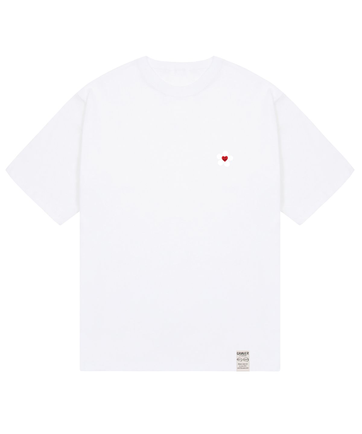 그레이버(GRAVER) [UNISEX]스몰 플라워 하트 반팔티_화이트