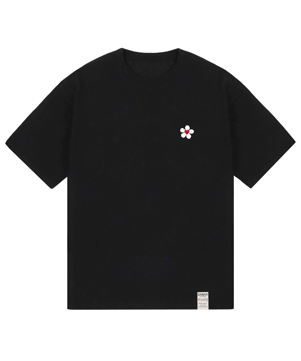 그레이버(GRAVER) [UNISEX]스몰 플라워 하트 반팔티_블랙