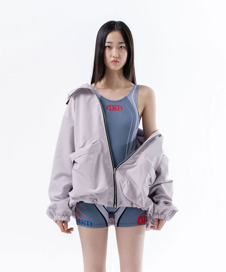라인 톤 그래픽 3부 바디수트