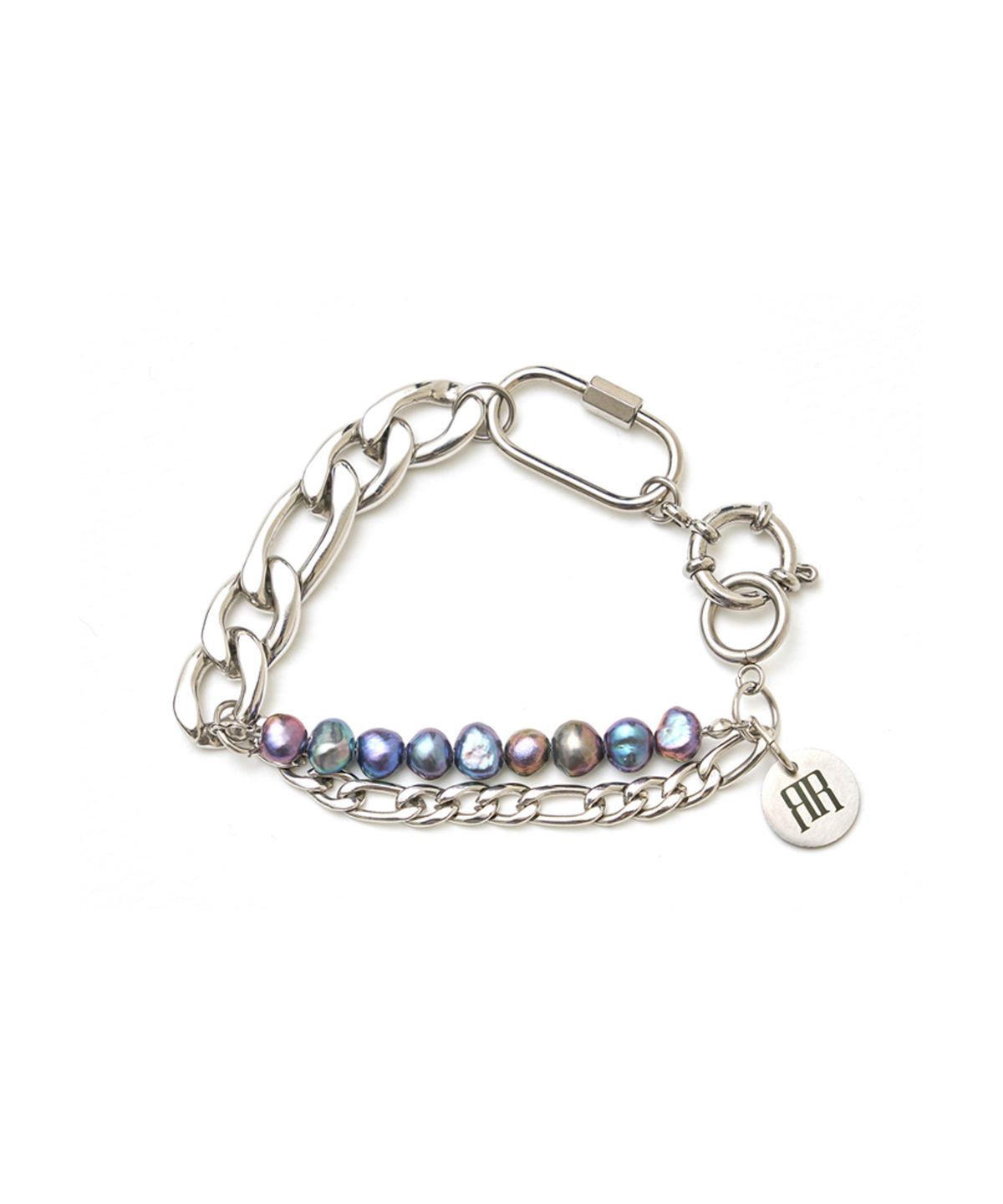 라드픽션(RAD FICTION) BARAT CARABINER PEARL CHAIN BRACELET / AURORA BLUE