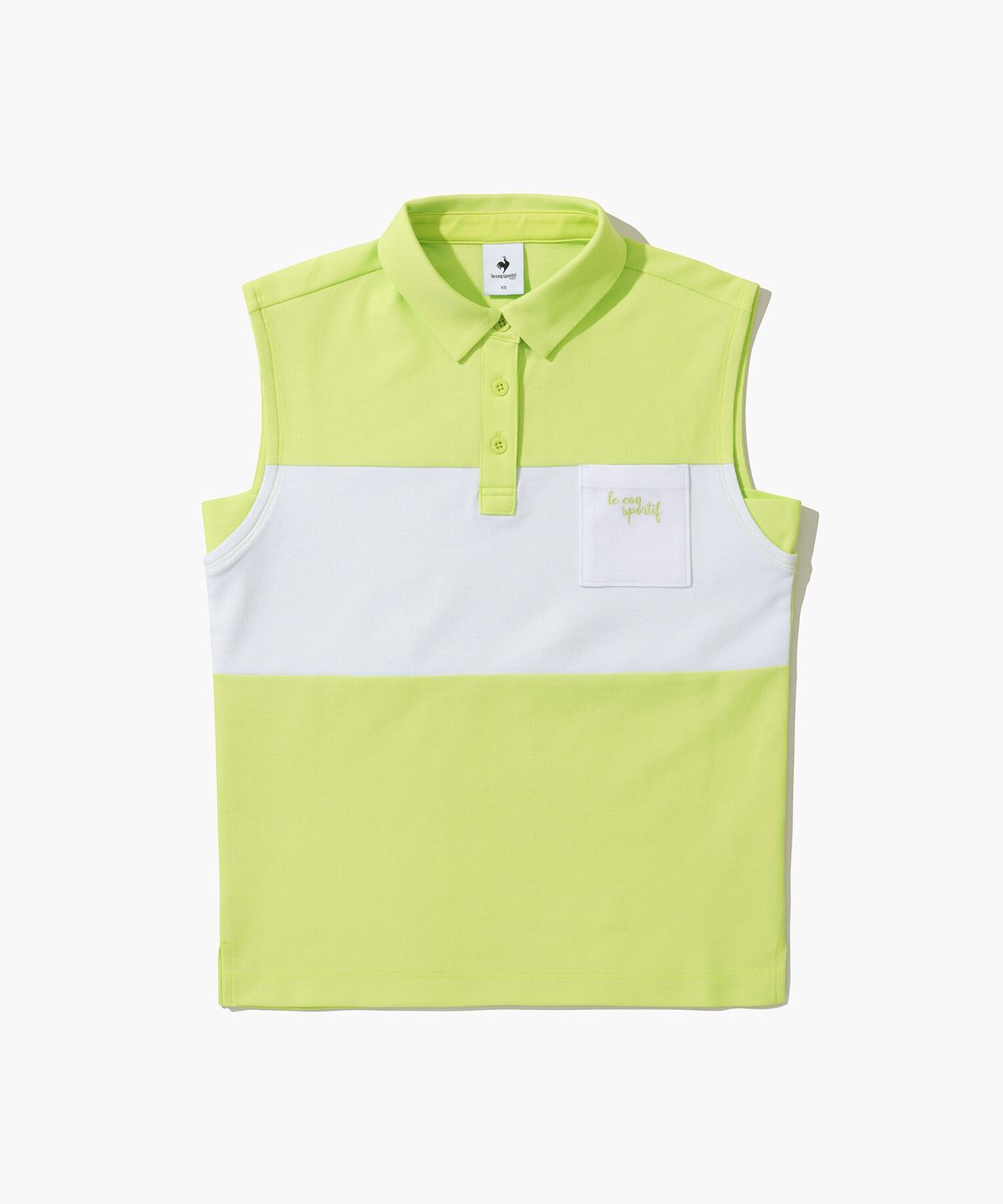 르꼬끄 골프(LECOQ GOLF) 여성 컬러 배색 슬리브리스 카라 티셔츠 (GP222LSL53)