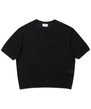 메쉬 라운드 니트 (블랙)