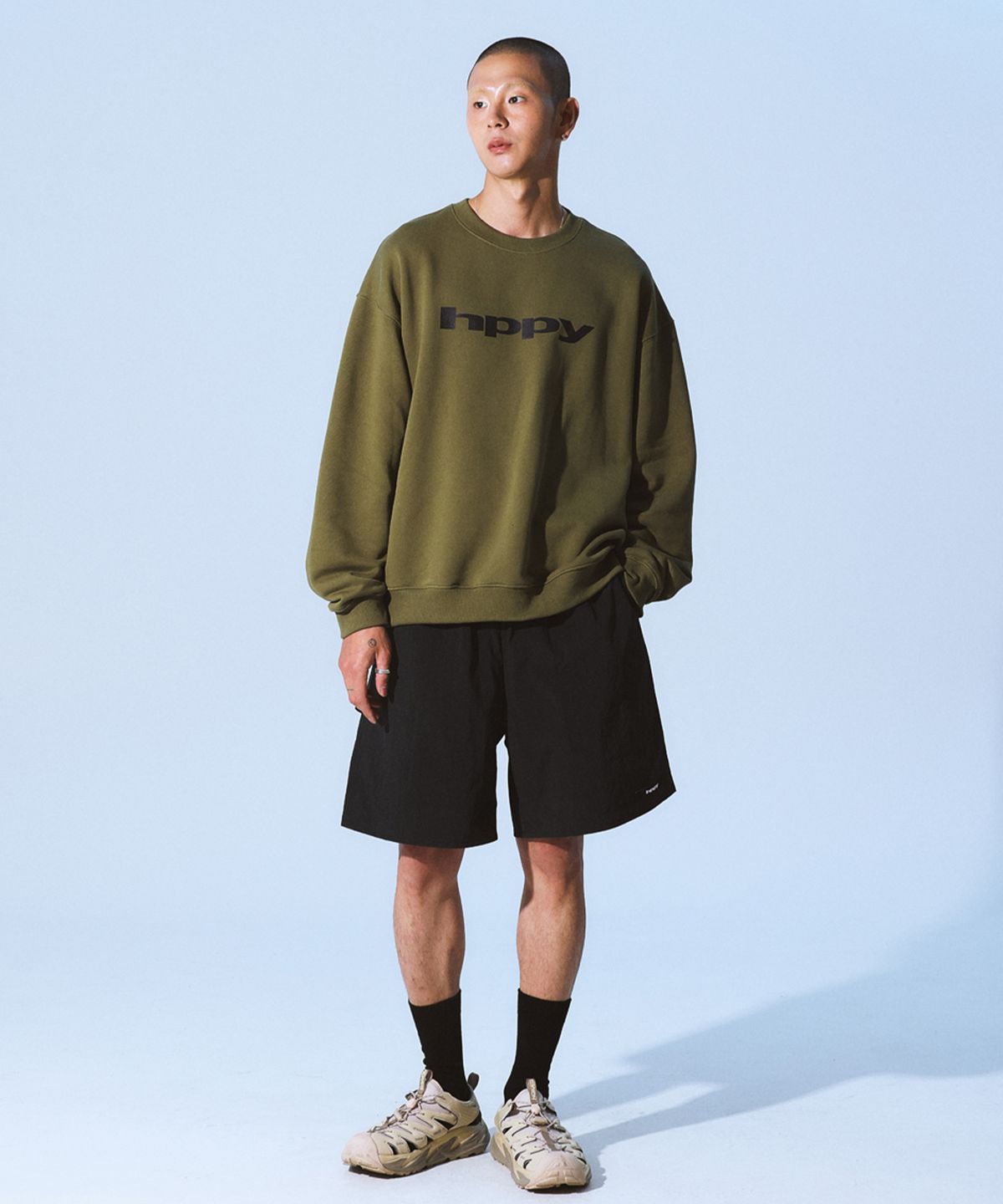에이치피피와이(HPPY) SIGNATURE BIG LOGO SWEATSHIRT - KHAKI