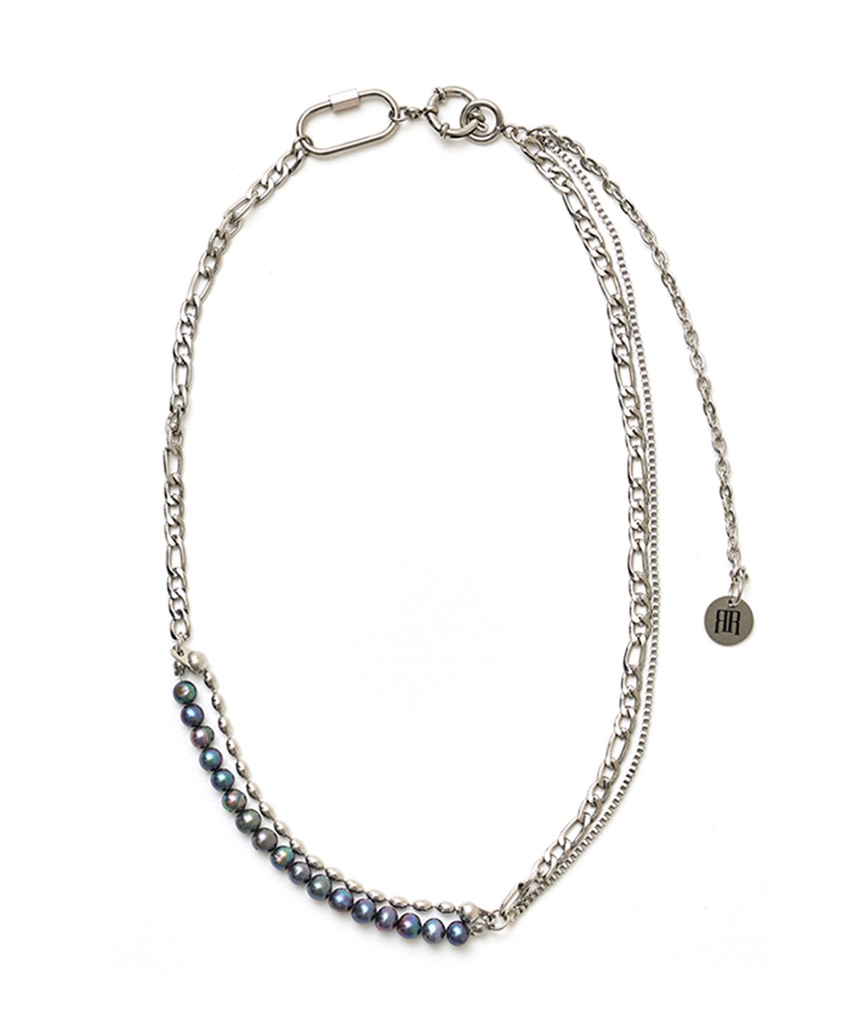 라드픽션(RAD FICTION) PAYSEUR CARABINER PEARL CHAIN NECKLACE / AURORA BLUE