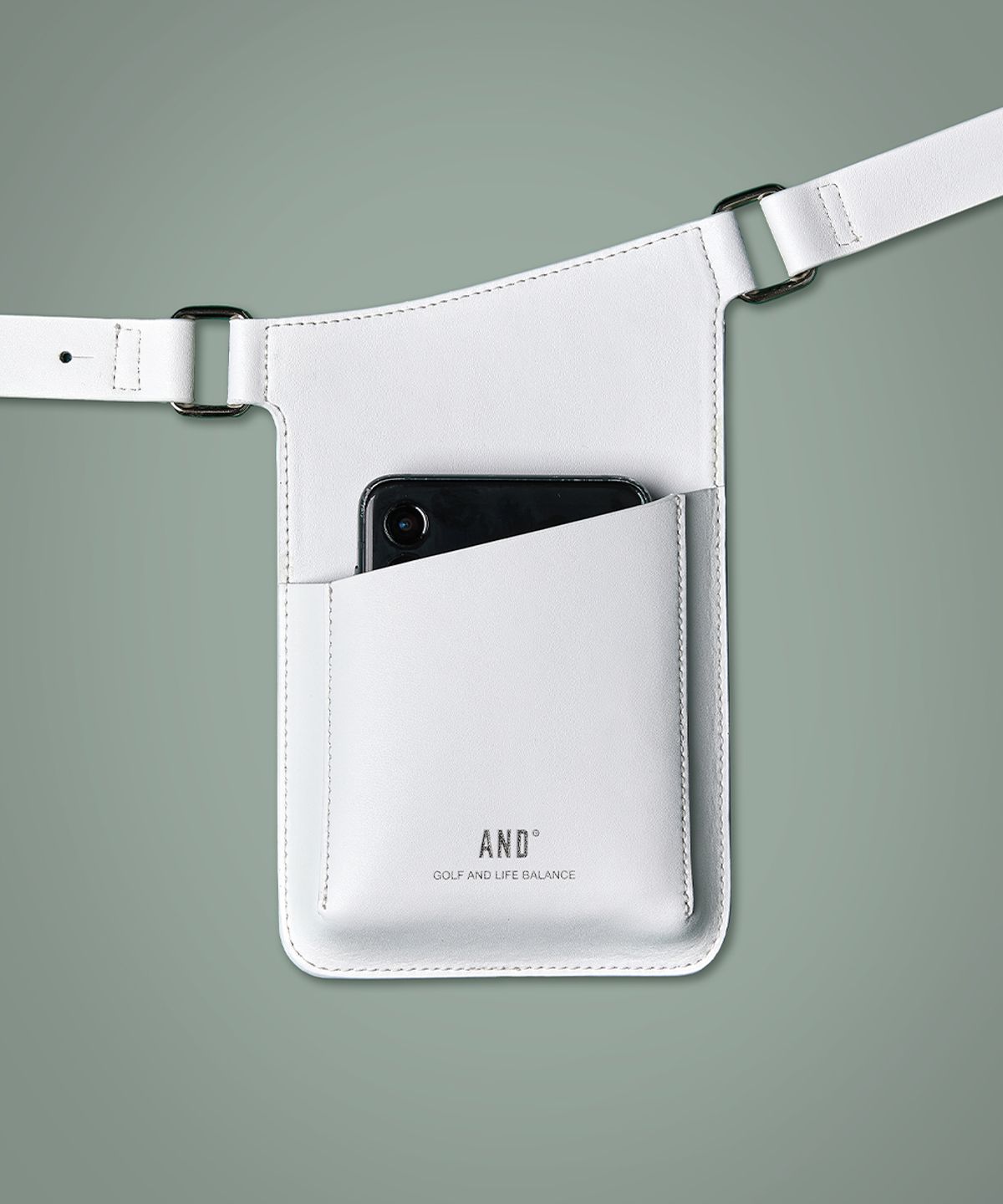 앤드 골프(AND GOLF) 2ways Leather Phone Bag White