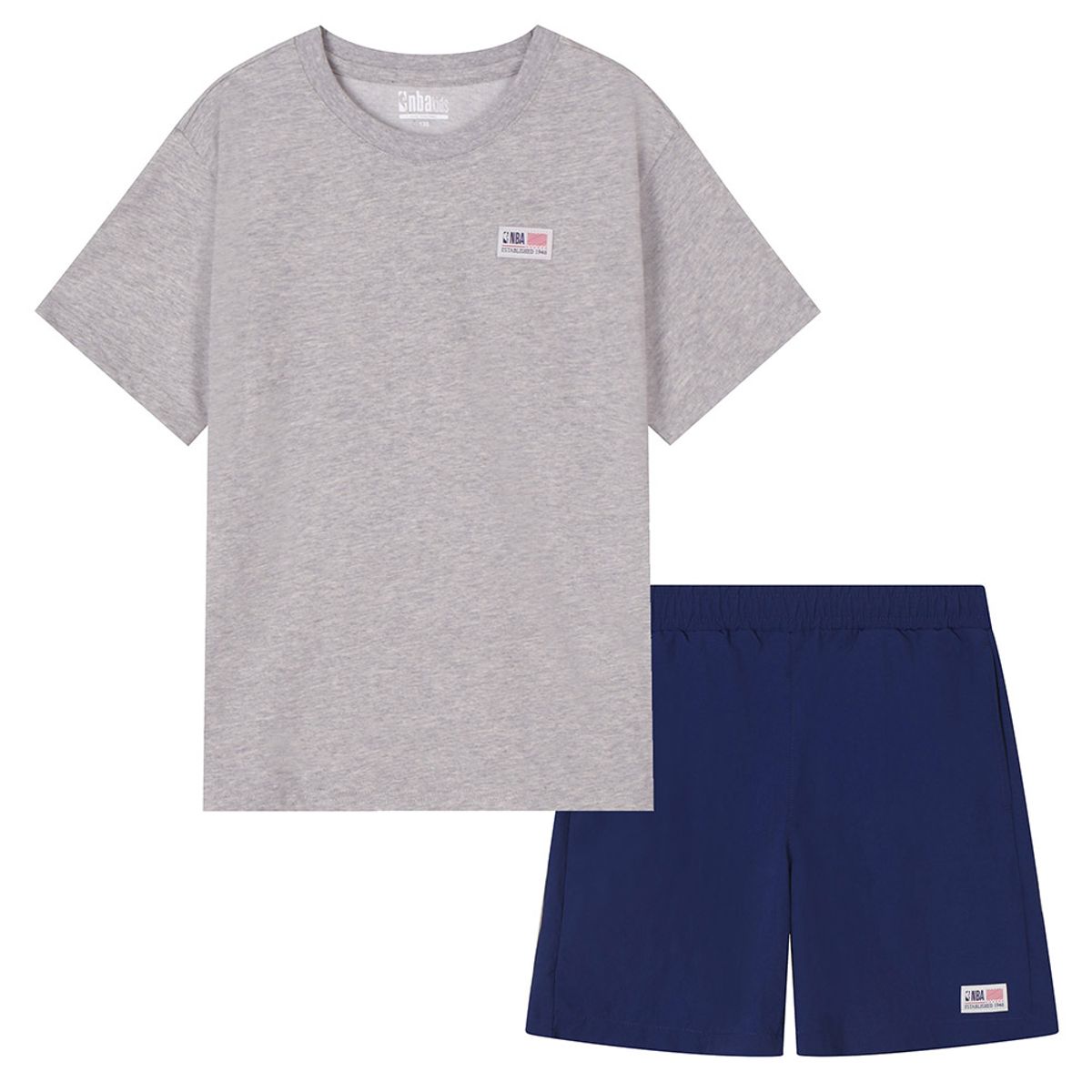 엔비에이 키즈(NBA KIDS) USA 베이직 상하세트(K242ST200P) 멜란지 그레이