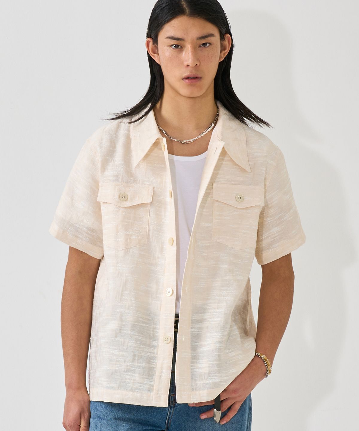 라드픽션(RAD FICTION) TURNER CURVED LINE POCKET SHIRT / BEIGE