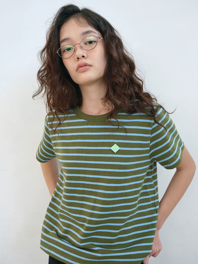 스트라이프 클래식 티셔츠 (Olive)