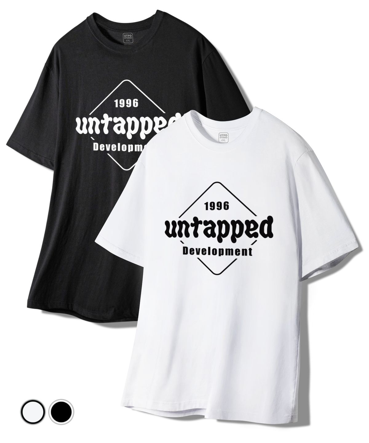 언탭트 스튜디오(UNTAPPED STUDIO) 스퀘어 시그니처 퓨어코튼 빅 오버핏 반팔 티셔츠 2 COLOR