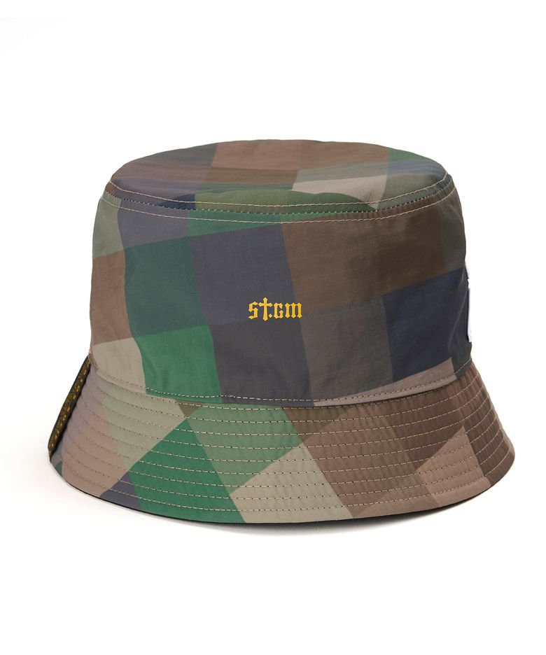 Square Camouflage Reversible Bucket Hat Green