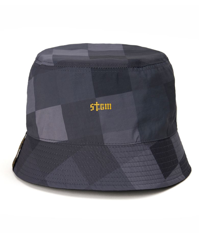 Square Camouflage Reversible Bucket Hat Gray