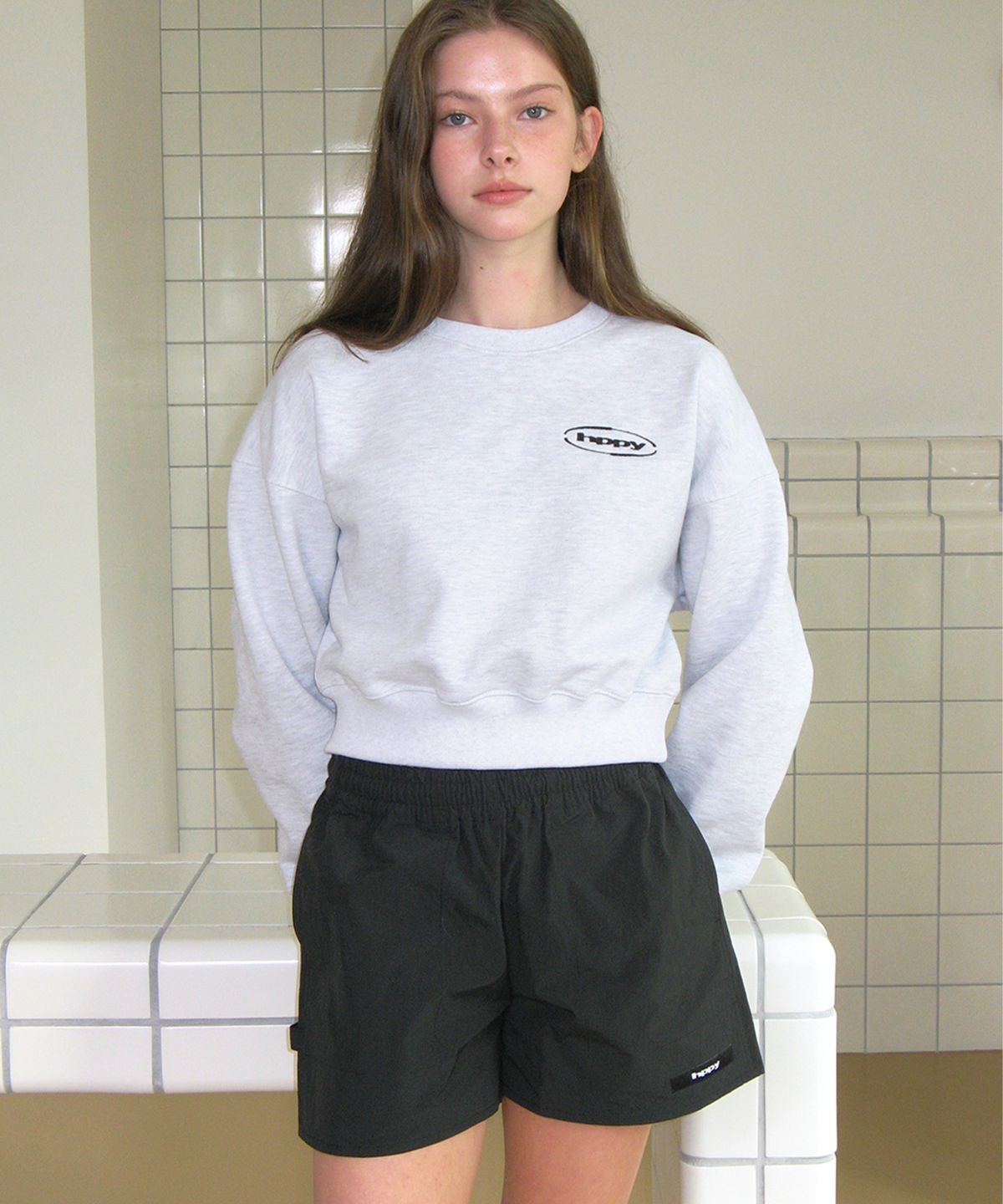 에이치피피와이(HPPY) (WOMEN) LOGO POINT NYLON SHORTS - BLACK