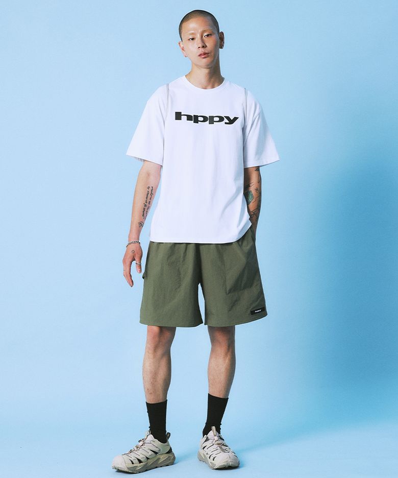 (MEN) LOGO POINT NYLON SHORTS - KHAKI