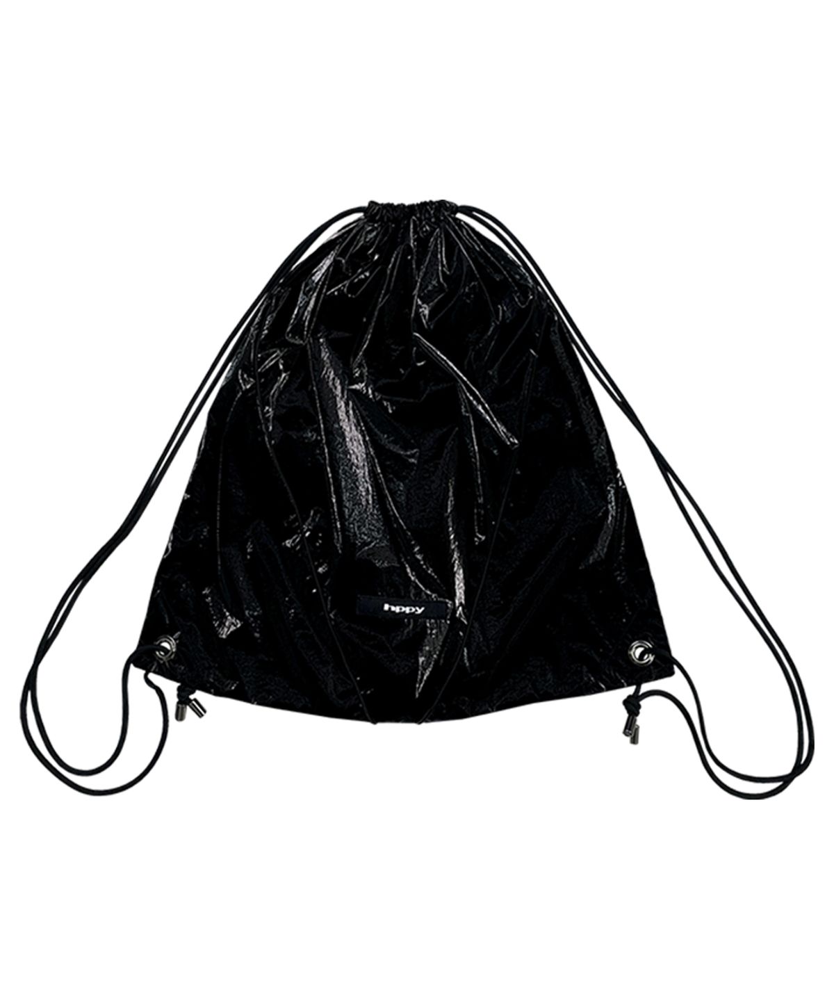 에이치피피와이(HPPY) GLOSSY STRING BACKPACK - BLACK
