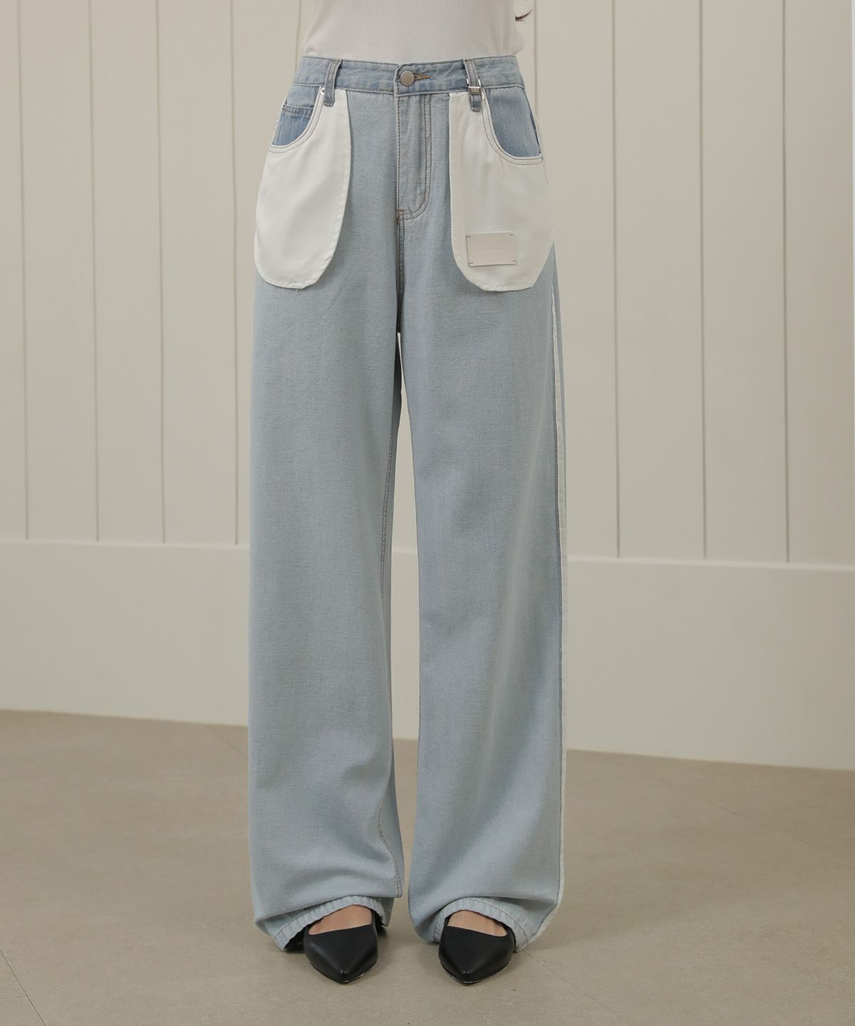 논앤논(NON AND NON) Reverse Out Pocket Denim Pants_NSDP450 (Blue)