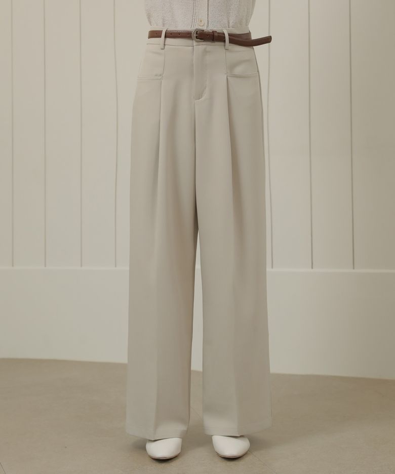 Transverse Pocket Wide Pants_NSPT464 (Beige)