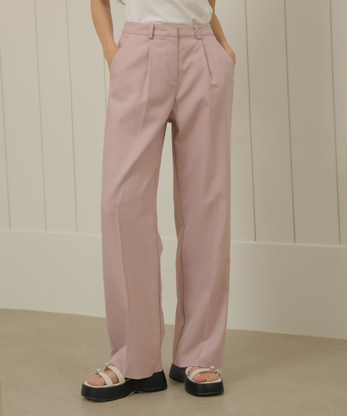 논앤논(NON AND NON) Classic One tuck Slacks_NSSL462 (Pink)