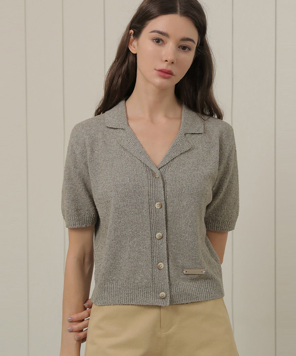 논앤논(NON AND NON) Collar Cool Knit Cardigan_NSCA471 (Khaki)