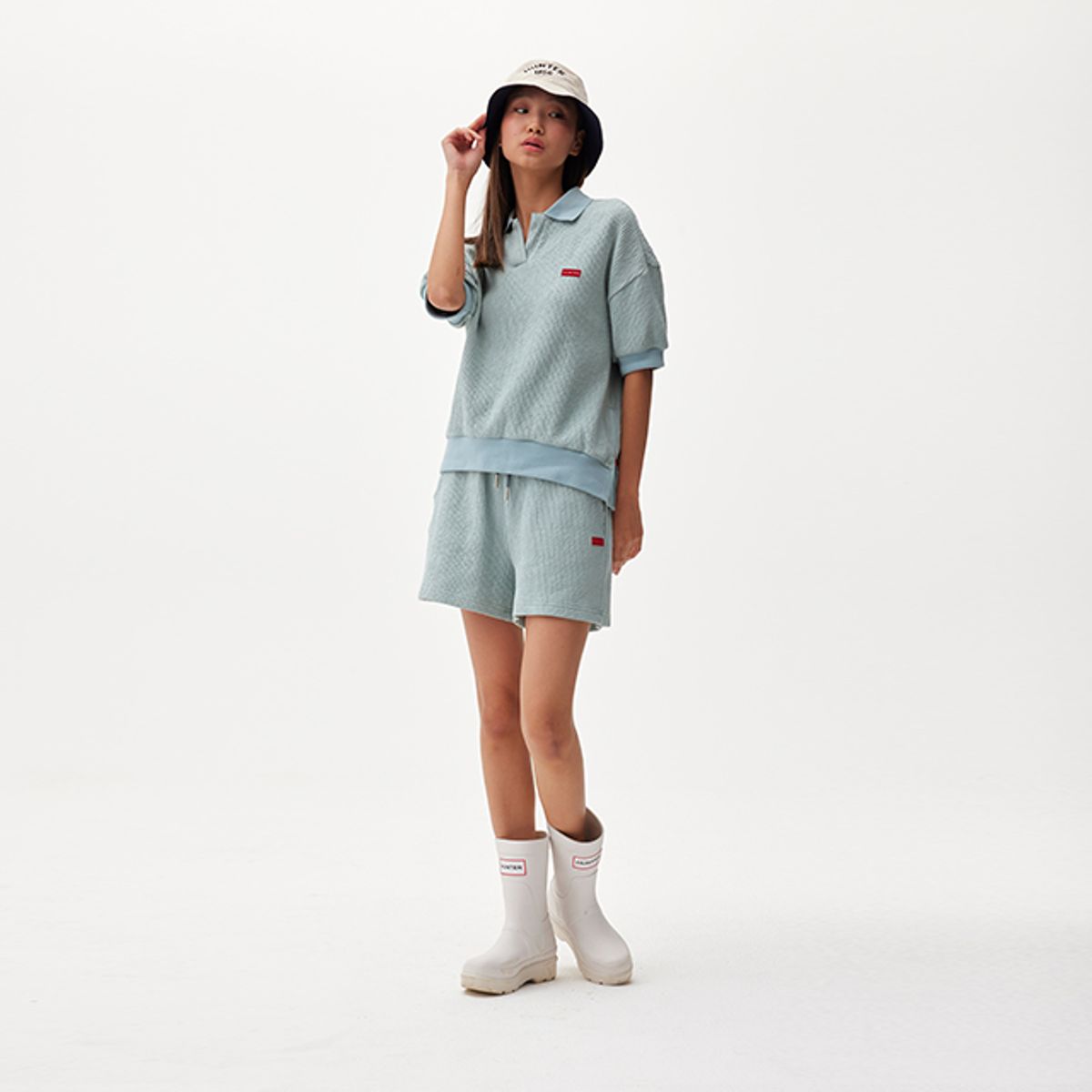 헌터(HUNTER) [WOMEN] 스트라이프 인터로크 쇼츠 - 롤링무어 HAW0004APZRLM