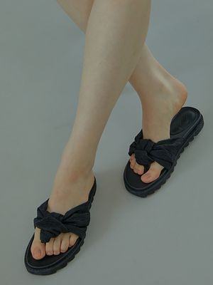 BOS24007 플리츠 매듭 레인 샌들 / 2 COLORS