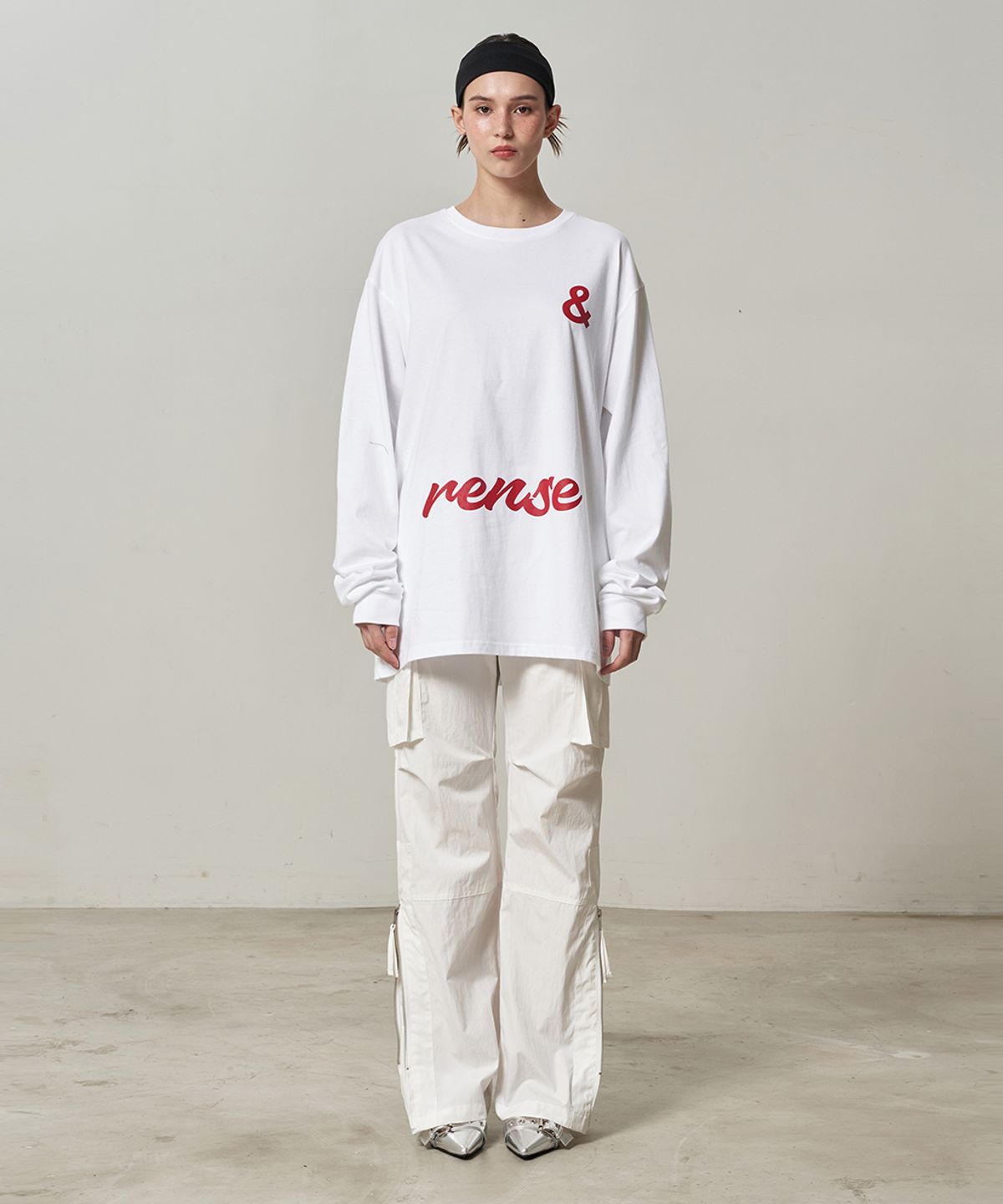 렌세(RENSE) Side Zipper Cargo Bootcut Pants Off White