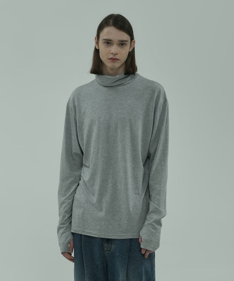 turtle neck l/s tee melange grey