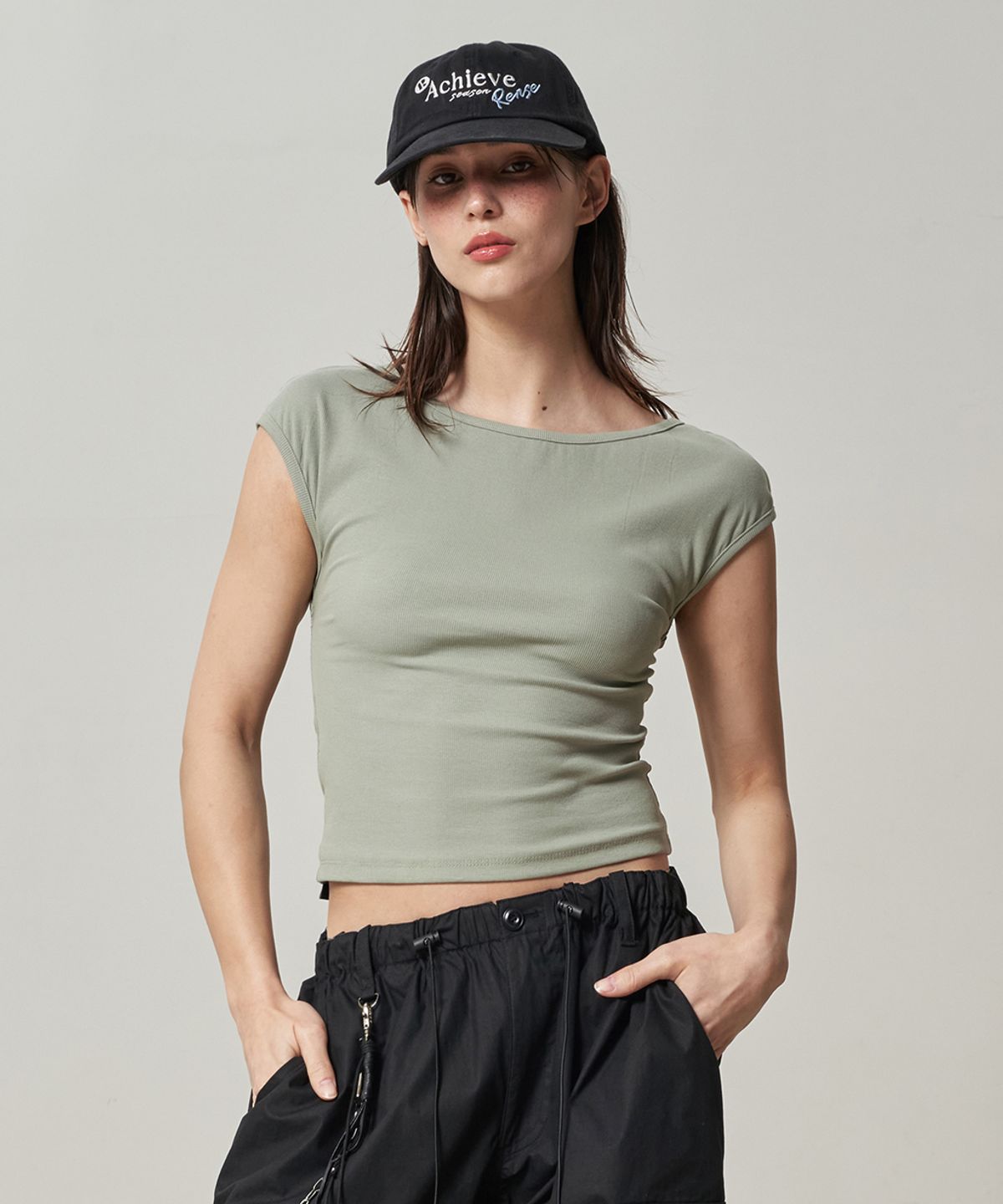 렌세(RENSE) Back Open Top Soft Khaki
