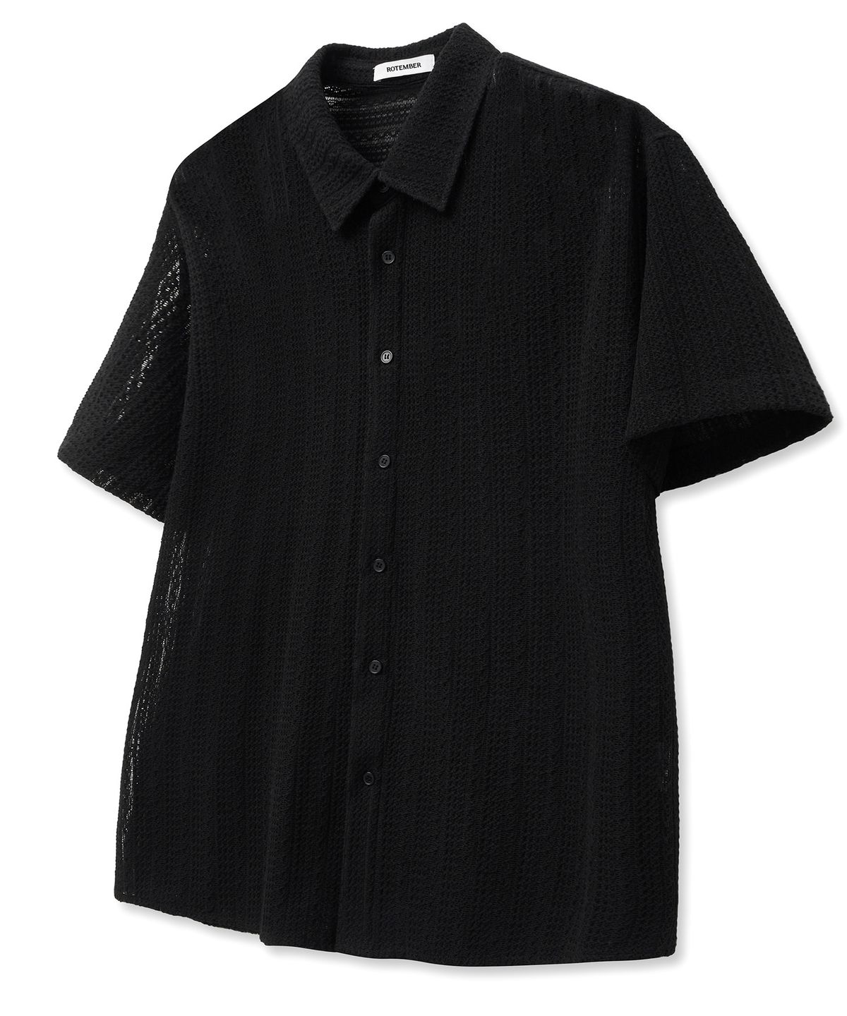 로템버(ROTEMBER) 케이블 크로셰 하프 셔츠 [BLACK]