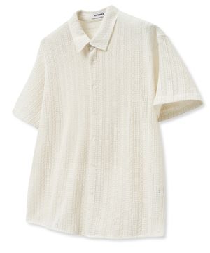 케이블 크로셰 하프 셔츠 [IVORY]