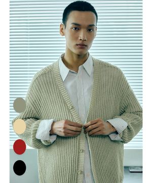 메쉬 케이블 브이넥 가디건 (4Color)