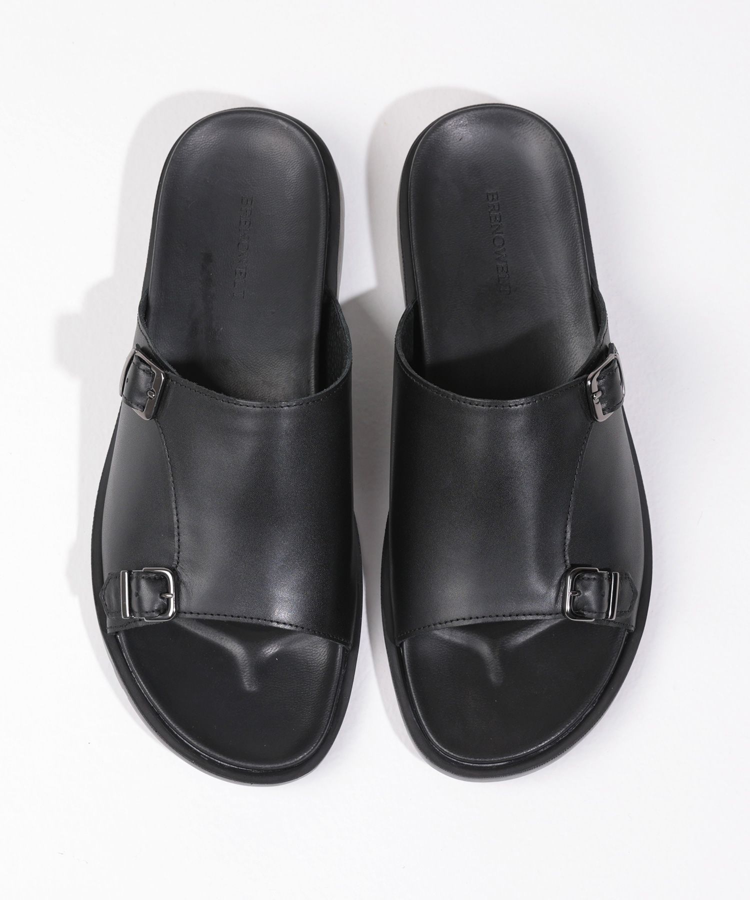 MUSINSA BRENOWELT Double Monk Strap Black Sandals Slippers 201