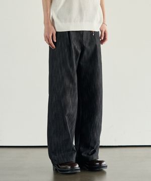 논페이드 슬럽 와이드 데님 팬츠 [BLACK]